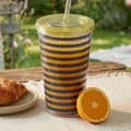 Orsina Double-Walled Striped Drinks Cup with Straw - BPA-Free 450ml