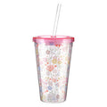 Orsina Mimo Casey 450ml Double-Walled Floral Drinks Cup with Straw