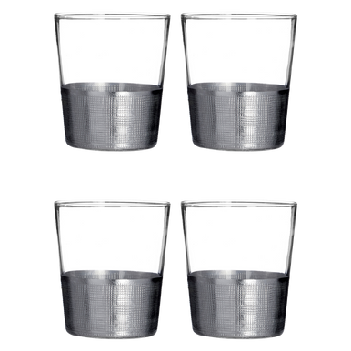 Orsina Apollo Clear Glass Tumblers – Set of 4 Textured Drinking Glasses