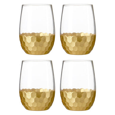 Orsina Astrid Glass Tumblers – Set of 4 Honeycomb Drinking Glasses