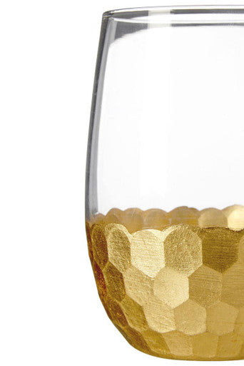 Orsina Astrid Glass Tumblers – Set of 4 Honeycomb Drinking Glasses