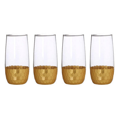 Orsina Astrid Highball Glasses – Set of 4 Modern Metallic Barware