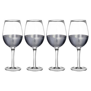 Orsina Apollo Large Wine Glasses – 500ml Silver-Tone Stemware Set of 4