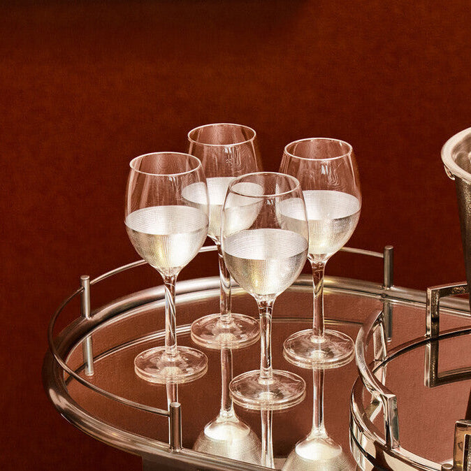 Orsina Apollo Large Wine Glasses – 500ml Silver-Tone Stemware Set of 4