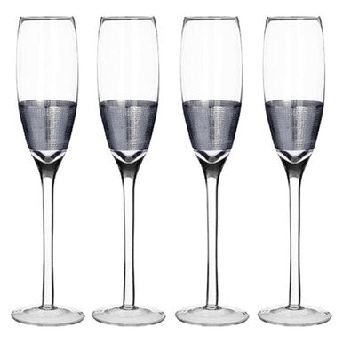 Orsina Apollo Champagne Flutes – Set of 4 Metallic Glassware, 210ml