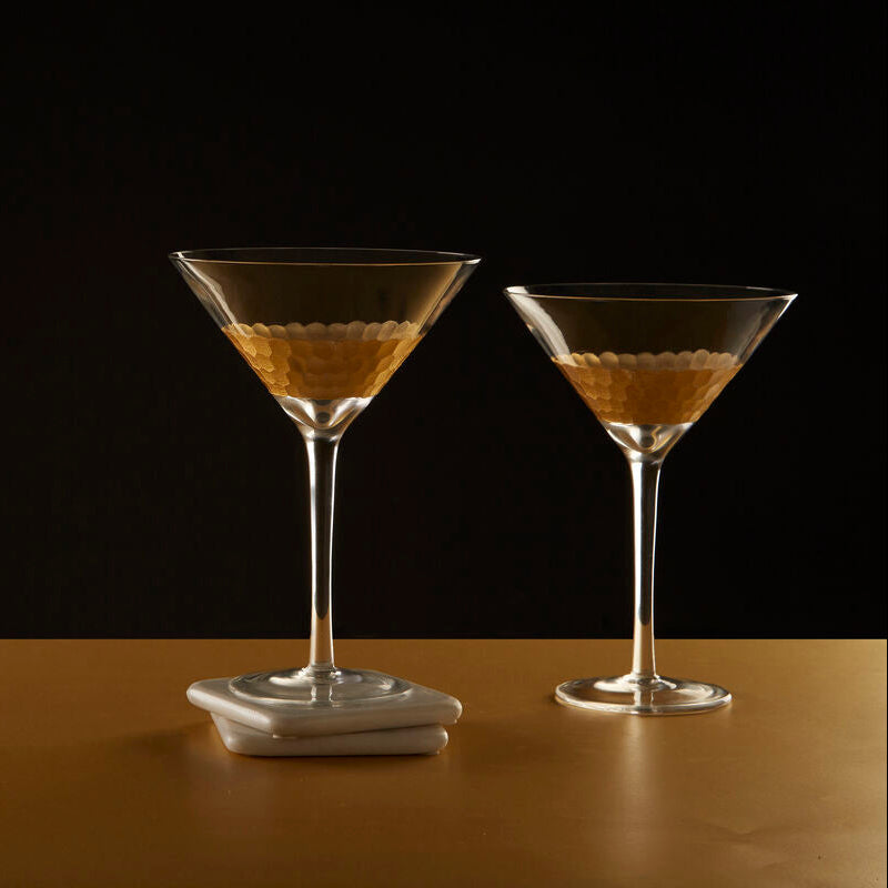 Orsina Astrid Geometric Cocktail Glasses – Set of 2 Modern Glassware