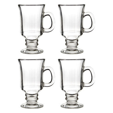 Orsina Irish Coffee Glasses – Set of 4 Clear 240ml Glass Mugs