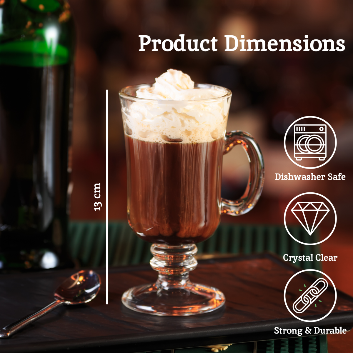 Orsina Irish Coffee Glasses – Set of 4 Clear 240ml Glass Mugs