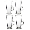 Orsina Euri Clear Glass Latte Glasses - Set of 4 with Side Handles