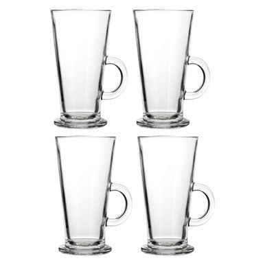 Orsina Euri Clear Glass Latte Glasses - Set of 4 with Side Handles