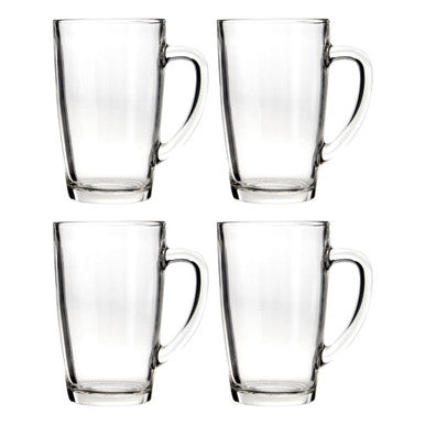 Orsina Clear Glass Mugs – Set of 4 Tall 400ml Coffee and Tea Cups