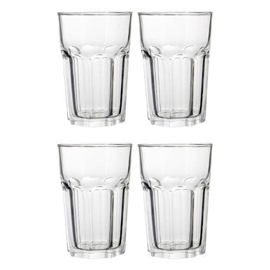 Orsina Euri Clear Glass Tumblers – 500ml Fluted Drinking Glasses (Set of 4)
