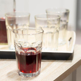Orsina Euri Clear Glass Tumblers – 500ml Fluted Drinking Glasses (Set of 4)