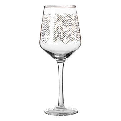 Orsina Jazz Wine Glasses – Set of 4 Hand-Blown Gold Wave Stemware