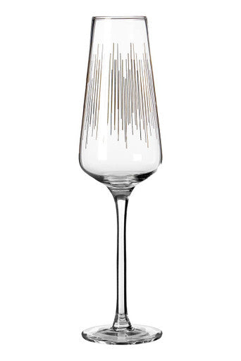 Orsina Jazz Champagne Glasses – Set of 4 Hand-Blown Gold Rim Flutes