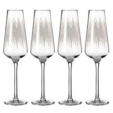 Orsina Jazz Champagne Glasses – Set of 4 Hand-Blown Gold Rim Flutes