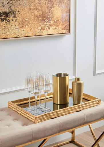 Orsina Jazz Champagne Glasses – Set of 4 Hand-Blown Gold Rim Flutes