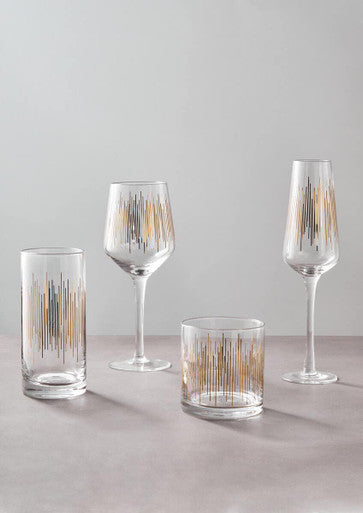 Orsina Jazz Champagne Glasses – Set of 4 Hand-Blown Gold Rim Flutes