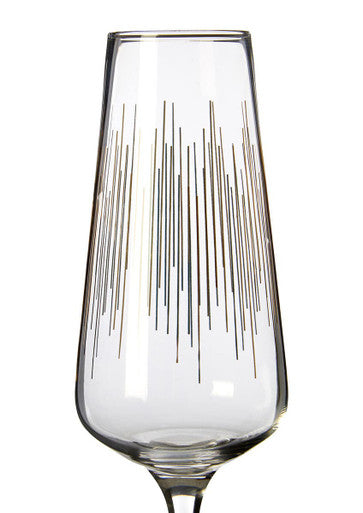 Orsina Jazz Champagne Glasses – Set of 4 Hand-Blown Gold Rim Flutes