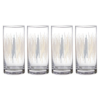 Orsina Jazz Highball Glasses – Set of 4 Gold Art Deco Hand-Blown Glass