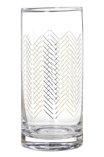Orsina Jazz Highball Glasses – Set of 4 Hand-Blown Gold Wave Glassware