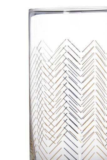 Orsina Jazz Highball Glasses – Set of 4 Hand-Blown Gold Wave Glassware