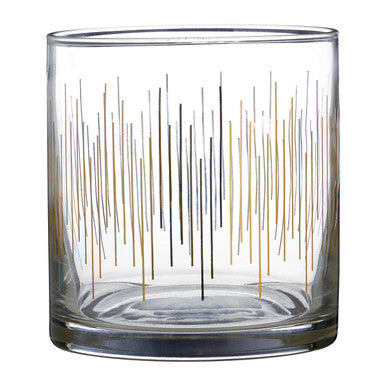 Orsina Jazz Glass Tumblers – Set of 4 Hand-Blown Gold & Brown Glass