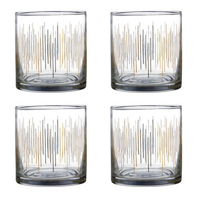 Orsina Jazz Glass Tumblers – Set of 4 Hand-Blown Gold & Brown Glass