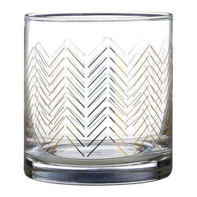 Orsina Jazz Tumbler Glasses – Set of 4 Hand-Blown Gold Wave Glassware