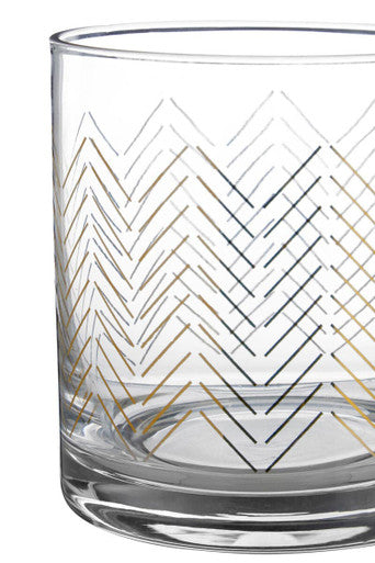 Orsina Jazz Tumbler Glasses – Set of 4 Hand-Blown Gold Wave Glassware
