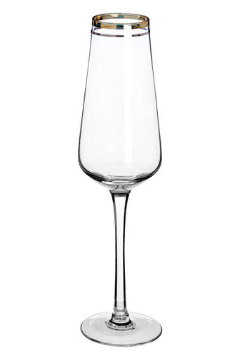 Orsina Charleston Champagne Glasses | Set of 4 Hand-Blown Art Deco Flutes