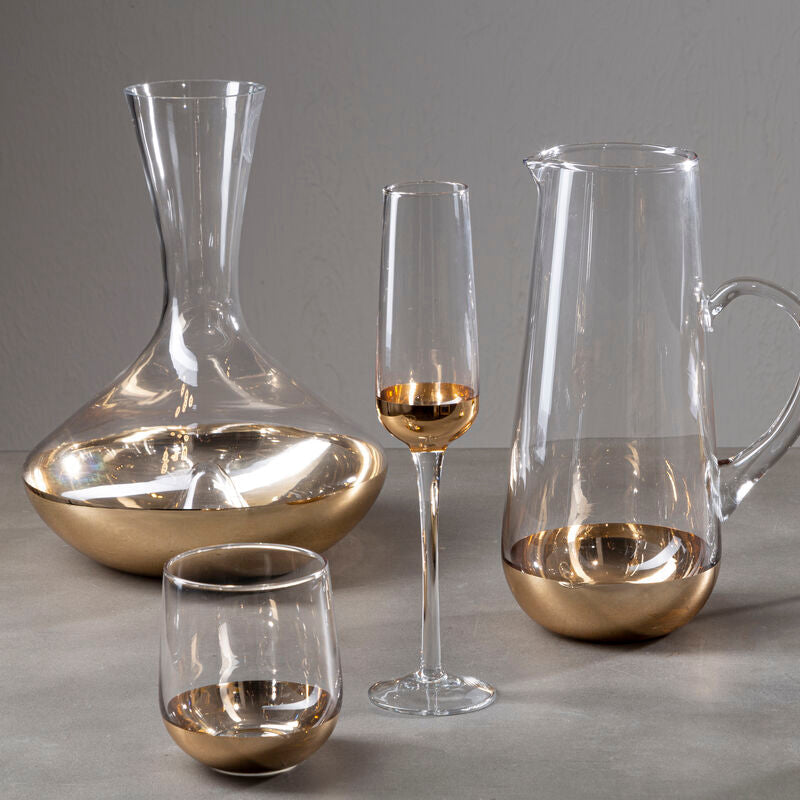 Orsina Horizon Glass Carafe – Hand-Crafted Clear and Gold Serveware