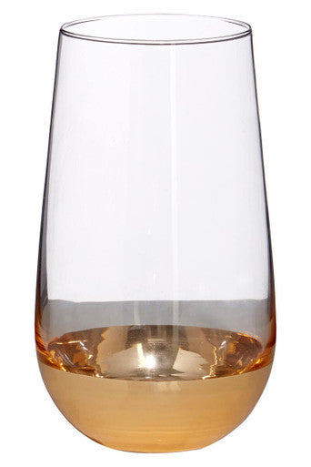 Orsina Horizon Highball Glasses – Set of 4 Clear Glass with Gold Base