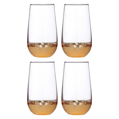 Orsina Horizon Highball Glasses – Set of 4 Clear Glass with Gold Base