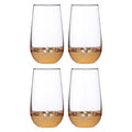 Orsina Horizon Highball Glasses – Set of 4 Clear Glass with Gold Base