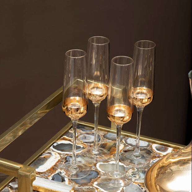 Orsina Horizon Wine Glasses – Set of 4 Hand-Blown Gold & Clear Glass