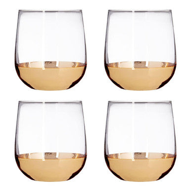 Orsina Horizon Glass Tumblers – Set of 4 Clear and Gold 390ml Glasses