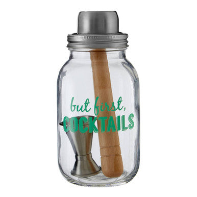 Orsina Ara 3-Piece Glass Cocktail Shaker Jar with Jigger – 800ml