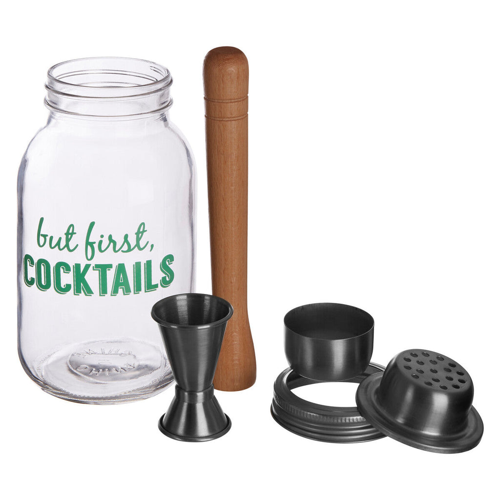 Orsina Ara 3-Piece Glass Cocktail Shaker Jar with Jigger – 800ml