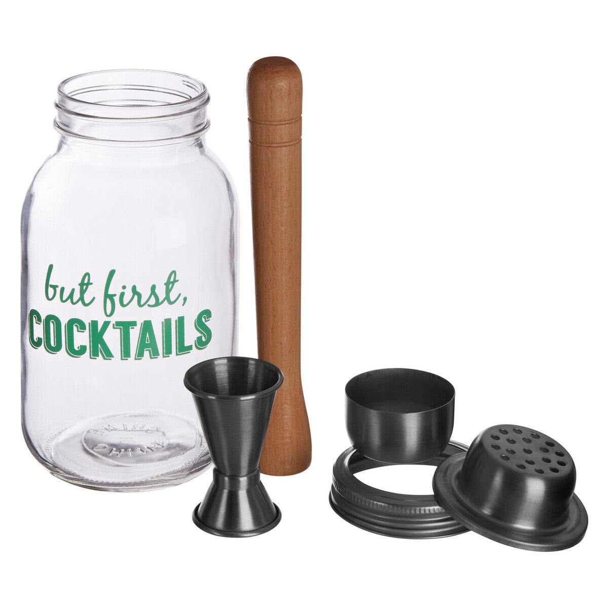 Orsina Ara 3-Piece Glass Cocktail Shaker Jar with Jigger – 800ml