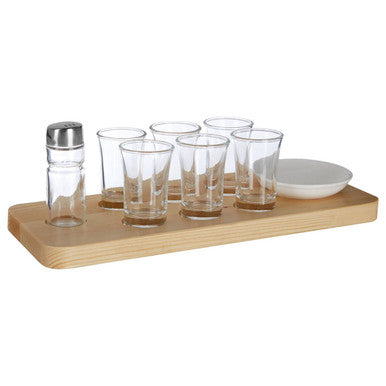 Orsina Kendall Tequila Shot Glass Set | 6 Glasses & Pine Wood Tray