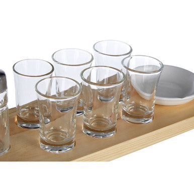 Orsina Kendall Tequila Shot Glass Set | 6 Glasses & Pine Wood Tray
