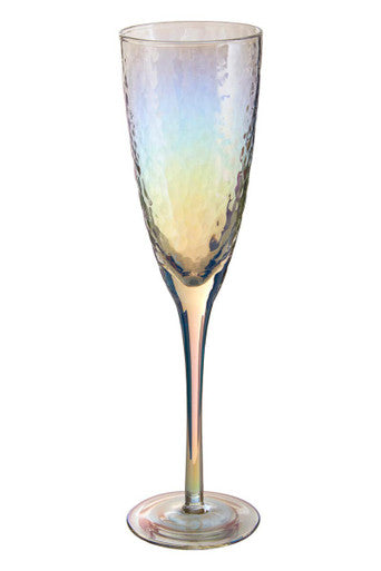 Orsina Aurora Iridescent Champagne Flutes – Lustre Glass Set of 4