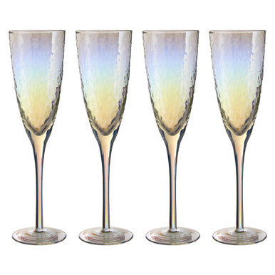 Orsina Aurora Iridescent Champagne Flutes – Lustre Glass Set of 4