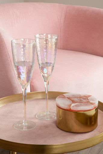 Orsina Aurora Iridescent Champagne Flutes – Lustre Glass Set of 4