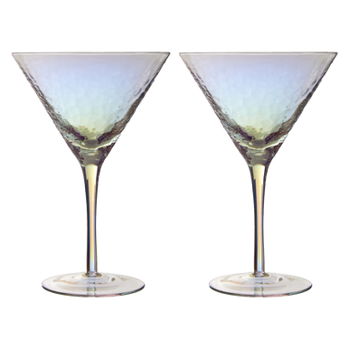 Orsina Aurora Iridescent Hammered Cocktail Glasses – Set of 2