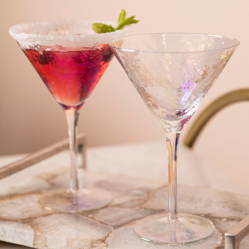 Orsina Aurora Iridescent Hammered Cocktail Glasses – Set of 2