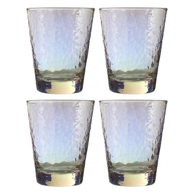 Orsina Aurora Iridescent Hammered Glass Tumblers – Set of 4 Lustre Glasses