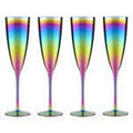 Orsina Aurora Iridescent Champagne Glasses – Set of 4 Modern Flutes