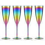Orsina Aurora Iridescent Champagne Glasses – Set of 4 Modern Flutes